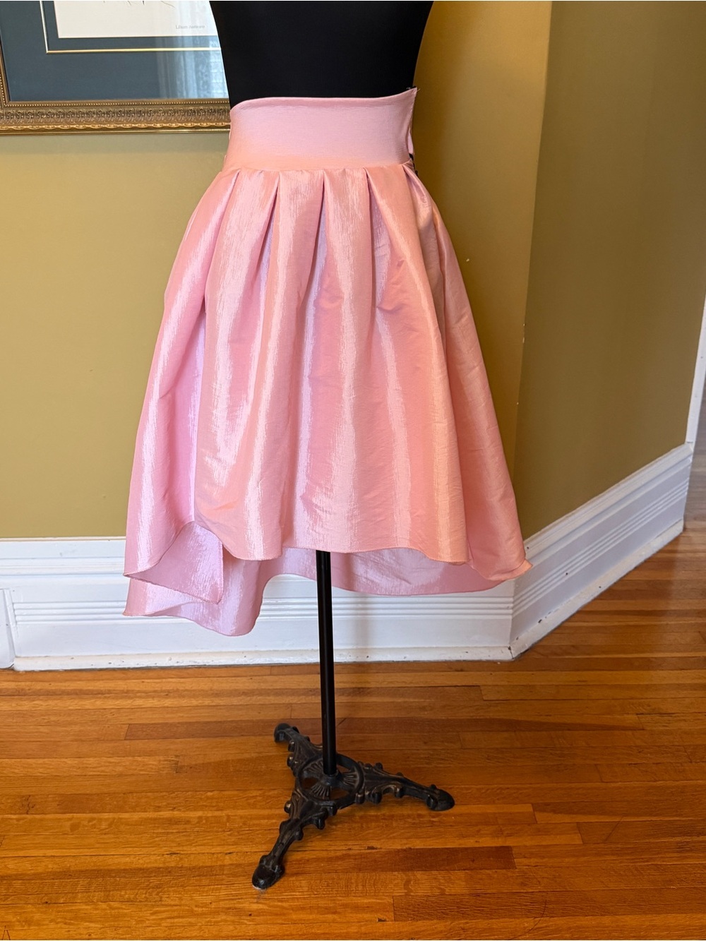 High-Waist Asymmetrical Pink Midi Skirt